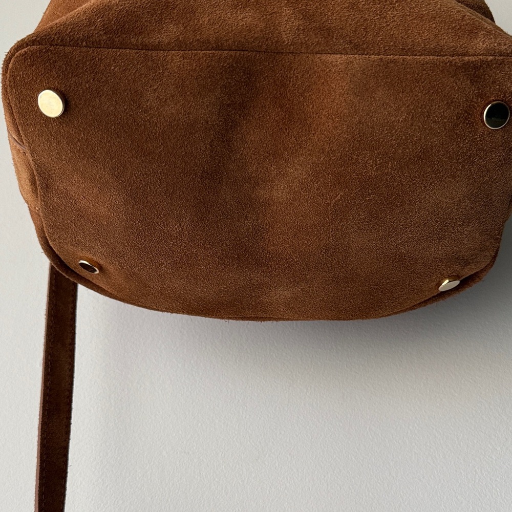 Claudia Firenze Made in Italy Suede Genuine Leather Handbag Purse -Gold Hardware - Picture 3 of 14